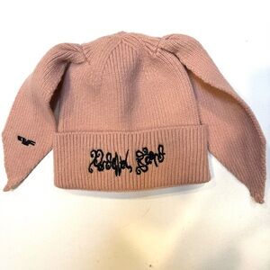 Stylish Pink Knit Hat with Embroidered Detail